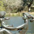 Metal naked woman statue bronze mother and child sculptures